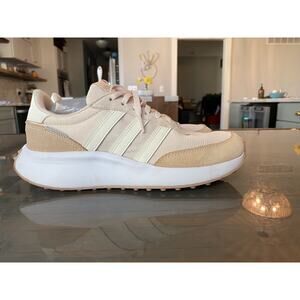 Women's 8 adidas Run 70s Retro Cloudfoam Lace-Up Running Shoes Cream Pink HP7858